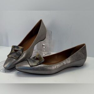 Aquatalia gold Metallic pointy toe hidden wedge Women's ballet Flats 8.5